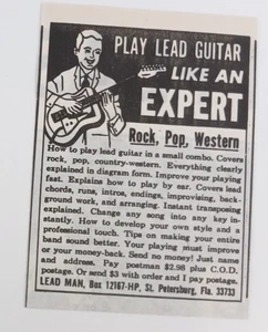 "Play Lead Guitar Like An Expert" Rock, Pop, Western Lead Man (Sm. Anuncio impreso) 1973 - Imagen 1 de 3