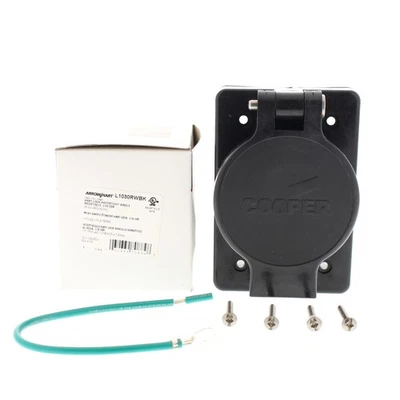 Cooper L1030RWBK Watertight 30A Locking Receptacle Outlet L10-30R 125/250V 3P3W - Image 1 of 4