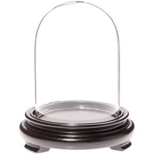 Plymor 3" x 4" Glass Display Dome Cloche (Black Wood Veneer Footed Base) - Picture 1 of 1