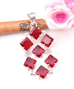 "Luxury Red Mozambique Garnet Gemstone Pendant – Handmade 925 Sterling Silver " - Picture 1 of 2