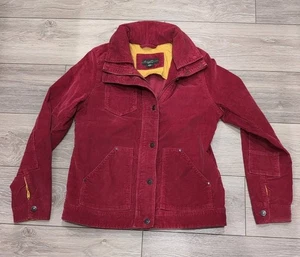 VINTAGE EDDIE BAUER REISSVERSCHLUSS KNOPF KORD CHORE/SCHEUNE JACKE DAMEN GRÖSSE MED ROT - Bild 1 von 24