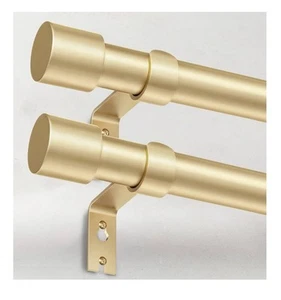 NEW 2 Pack Heavy Duty Curtain Rods, Gold, 30 - 120 Inches 1 in Diameter - Picture 1 of 8