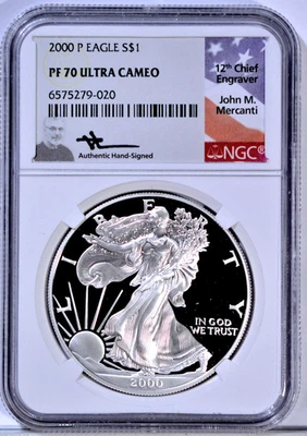 2000-P Proof Silver Eagle NGC PR70 Mercanti - Image 1 of 2