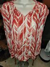 Salon Studio Red White Blouse Tunic with Cords Lightweight Soft Sleeveless