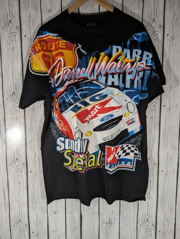 Vintage NASCAR Darrell Waltrip K Mart All Over Thunder Lighting T Shirt Men's XL Cover