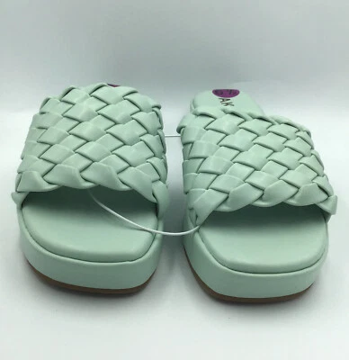 Anne Klein Aktomisina Mint Green Woven Faux Leather Slide Sandal Womens Size 6.5 - Изображение 1 из 4