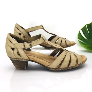 Cobb Hill By Rockport Sandals Women's 9 Beige Leather Heel Slingback Ankle Strap - Picture 1 of 12