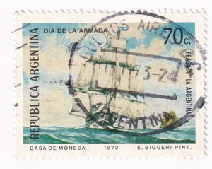ARGENTINA Stamp 1973 scott#975 A452 Dia de la Armada 1 stamp R293 used - Picture 1 of 1