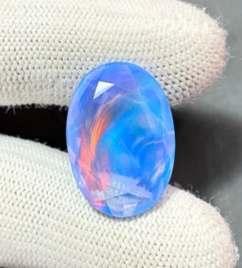 Aurora opal Briolette Gemstone Faceted Blue Fire opal Doublet R82 - Picture 1 of 11