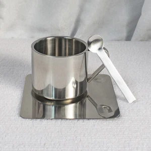 3Pcs Stainless Steel Coffee Cup Set Heat Resistant Mug With Saucer Spoon _in - Picture 1 of 6