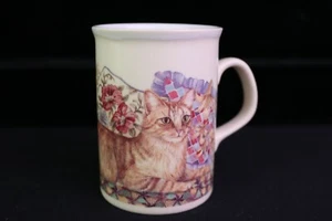 Cat Quilt Coffee Mug Cup Made in England Stoneware - Picture 1 of 5