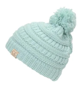 Gravity Threads  Kids Cable Knit Thick Soft Beanie w/ Pom - Picture 1 of 61