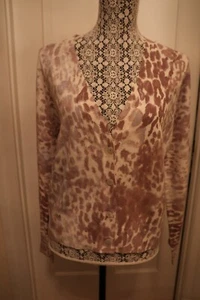 Kinross Leopard Print V-Neck Cashmere Cardigan – Medium - NWT - $325 - Picture 1 of 8