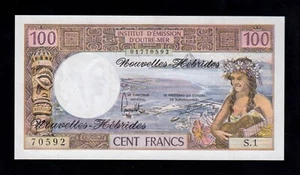 F.C. NUEVAS HEBRIDAS NEW HEBRIDES , 100 FRANCOS 1975 , S/C (UNC) , P.18c . - Picture 1 of 2