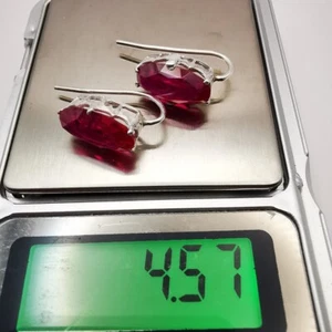 Vintage Dangle Damenohrringe 925 Sterlingsilber kreiert Rubin sowjetischer Schmuck - Bild 1 von 6