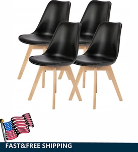 Dining Chairs Set of 4 PU Leather Upholstered Wood Legs Capacity 275 LBS - Picture 1 of 8