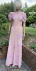 1930s Pink Lace Gown with Mauve Bows Chest 32 Inches 81 cms