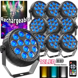 10PC Rechargeable Par Lights 72W RGB Battery Wireless 12LED DJ Uplights w/Remote - Picture 1 of 18