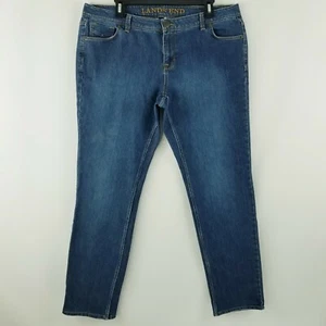 Land's End 14 Mid Rise Stretch Straight Leg Medium Wash Blue Women's Jeans - Picture 1 of 12