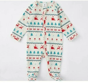 Baby size 00  long sleeve zip Romper one piece Christmas  3-6 mth mulit NEW 7248 - Picture 1 of 3