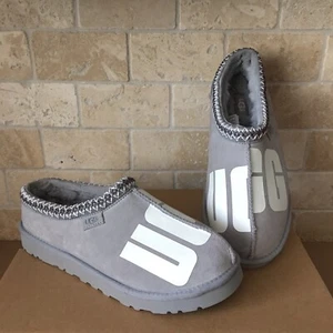 UGG TASMAN BRAID CHOPD COBBLE GREY SUEDE SHEEPSKIN SLIPPERS SHOES SIZE US 11 MEN - Picture 1 of 5