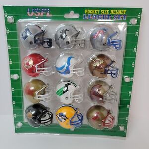Vintage USFL Pocket Size Helmet Set of 12 United States Football League NIP8