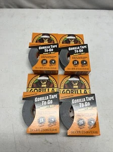 Lot Of 4 - Gorilla Tape To Go Handy Roll Black 1 in x 30 ft - Picture 1 of 3