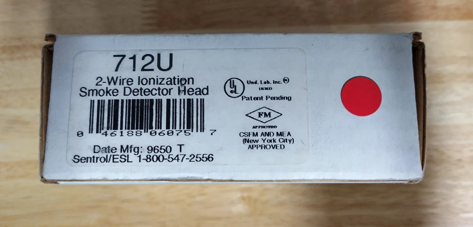 Detector de humo de ionización ESL 712U Sentrol alarma de incendio Foto 1 de 1