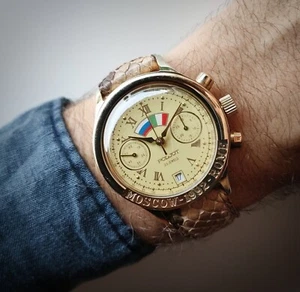Orologio Cronografo Vintage Poljot Moscow-Rome 1992 Manuale Calibro Poljot 3133 - Foto 1 di 10