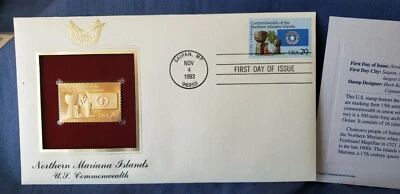 First Day of Issue of Original Stamp 22kt Gold Northern Mariana Islands Mint - Image 1 of 2