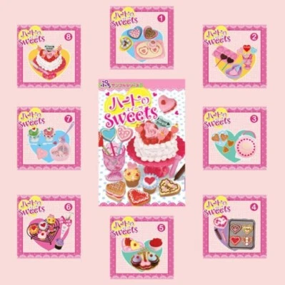 RE-MENT (2009) Heart Sweets 8 set, 1:6 scale kitchen food dessert dollhouse mini - Image 1 of 4