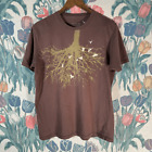 Evolving Creations Brown Grunge Style T-Shirt Mens Size Large Birds Tree Graphic