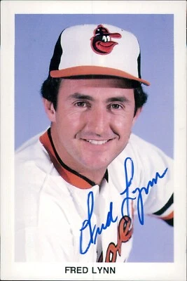 Fred Lynn Baltimore Orioles Signed 3.5x5.25 Photo Postcard JSA Authenticated - Image 1 of 3