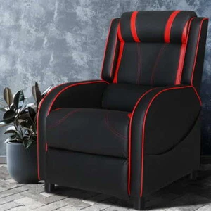 Gaming Recliner Chair PU Leather Seat Adjustable Backrest Sofa Couch Armchair - Picture 1 of 7