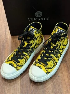 Versace Canvas High Top Barocco Black / Gold Size 44 / 11 w/ Box - VWG 338090 - Picture 1 of 8