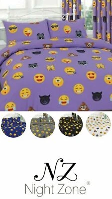 NIGHT ZONE IKons Emoji Duvet Cover Set Reversible Printed Quilt Cover Bedding Set