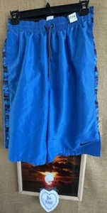Nike men’s L blue swim trunks w/brief liner elastic waist drawstring pockets - Picture 1 of 6