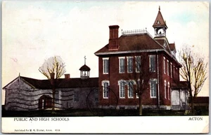 Postcard Acton Ontario c1908 Public & High Schools Halton Region H. G. Hunter - Bild 1 von 2