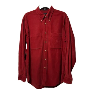 Camicia in velluto a coste Nautica taglia M rossa manica lunga con bottoni shacket fattoria utility - Foto 1 di 8