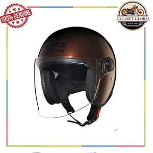 FIT FOR ROYAL ENFIELD MOTORCYCLE OPEN FACE MLG(V) HELMET GOLDEN BROWN COPTER - Picture 1 of 5