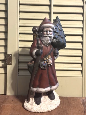 Santa Claus Belsnickel Hand Made Ceramic w Bag Toys Christmas Tree 1997 Signed - Image 1 of 4