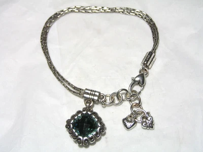 ...BRIGHTON...Bracciale Con Charm In Cristallo Blu, In Tonalità Argento... - Immagine 1 di 4
