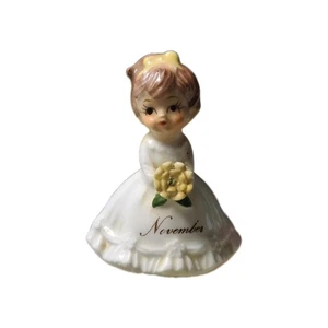 Vintage Napco November Flower Birthday Girl Month Figurine Bone China 2" - Picture 1 of 2