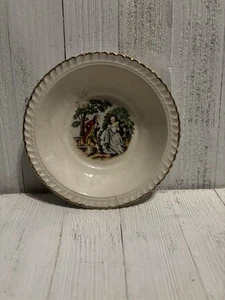 Vintage The Harker Pottery Co. USA 22 KT Gold Trim Plate "The Courting Couple" - Picture 1 of 5