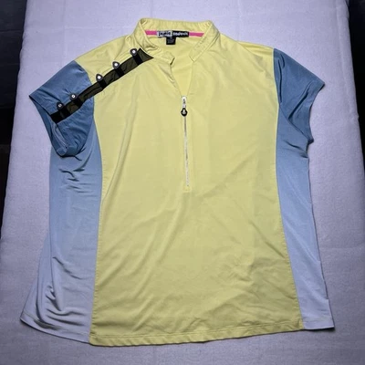 Top de Golf Jamie Sadock XXL Amarillo Ombre Azul 1/4 Cremallera Manga Corta Malla Pullover Foto 1 de 4