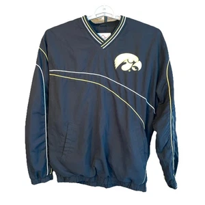 58 Sports Iowa Hawkeyes NCAA Pull Over Winderbreaker Jacket Black Gold Large - Bild 1 von 9