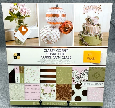 DCWV Classy Copper 12 x 12 Scrapbook Paper Pad 34 Sheets Crafting Partially Used - Image 1 of 4