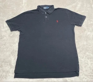 Polo Ralph Lauren Shirt Men’s Large Black Short Sleeve Red Pony Logo Vintage - Picture 1 of 6