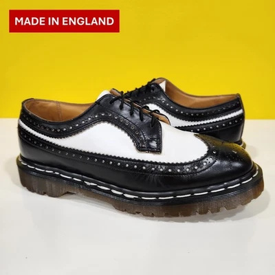 💥Dr. Martens Doc England Rare Vintage Black White Brogue 3989 Shoes UK8 US9💥 - Image 1 of 4