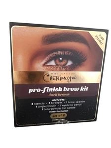 Neu im Karton Max Make-up Cherimoya Pro-Finish Augenbrauen-Set dunkelbraune Augenbrauenpuder-Schablonen - Bild 1 von 3